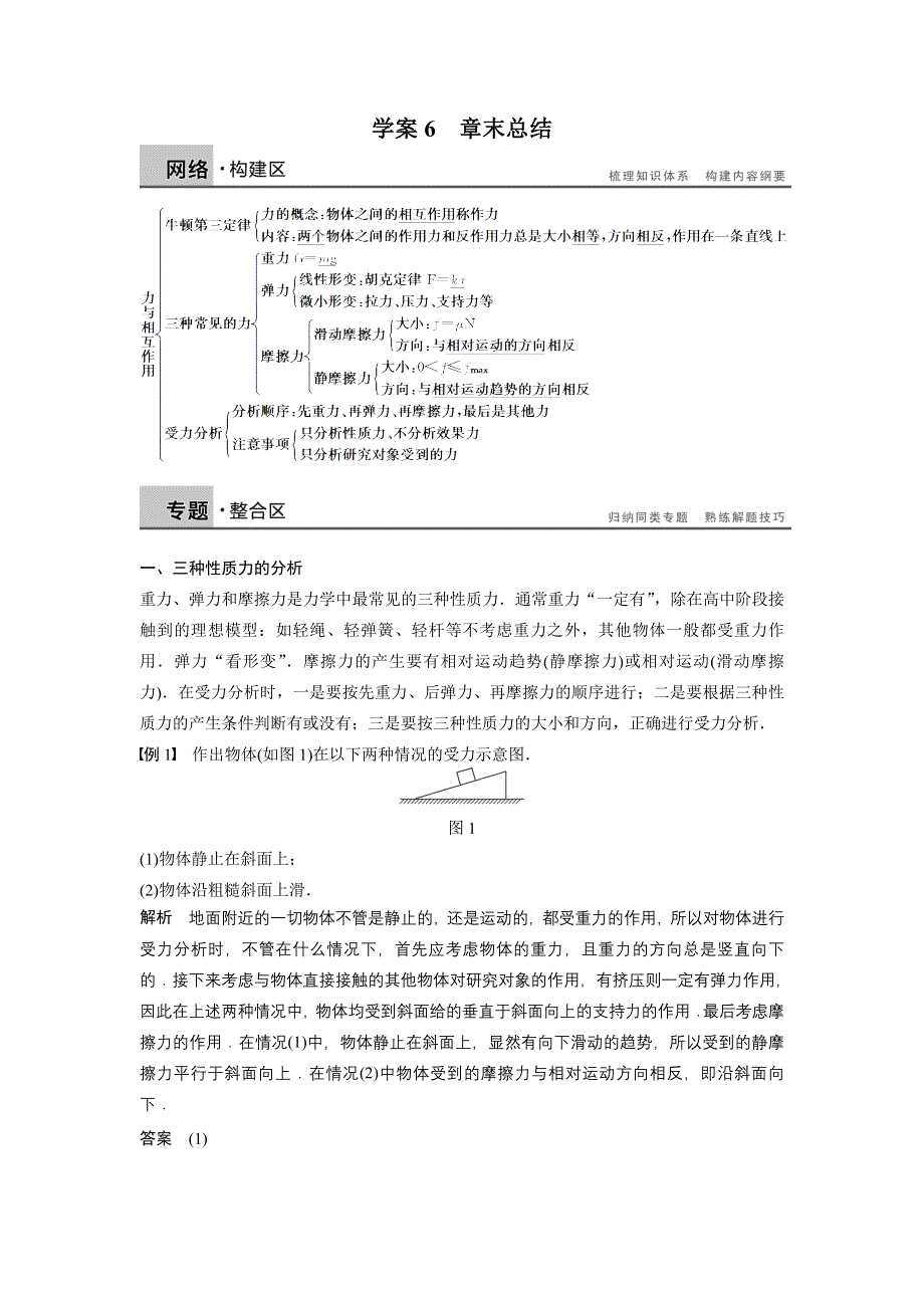 2016-2017学年沪科版必修一 第三章 力与相互作用 章末总结 学案 WORD版含解析.doc_第1页