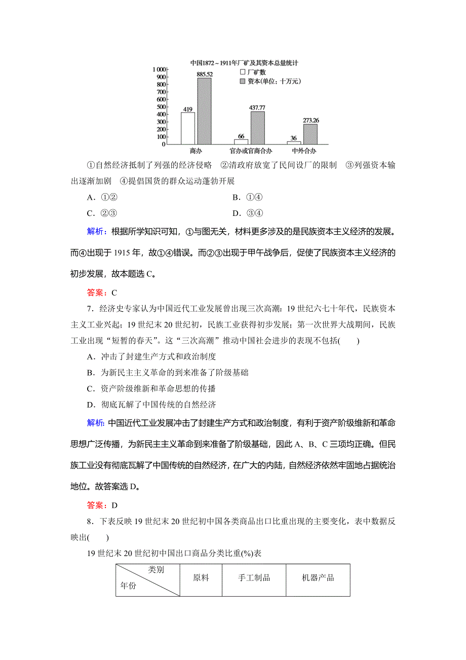 2018年历史同步优化指导（人民版必修2）练习：提升质量评估2 WORD版含解析.doc_第3页