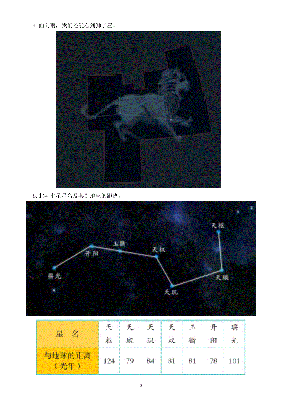 小学科学青岛版六三制五年级下册第三单元第13课《春季星空》知识点整理.docx_第2页