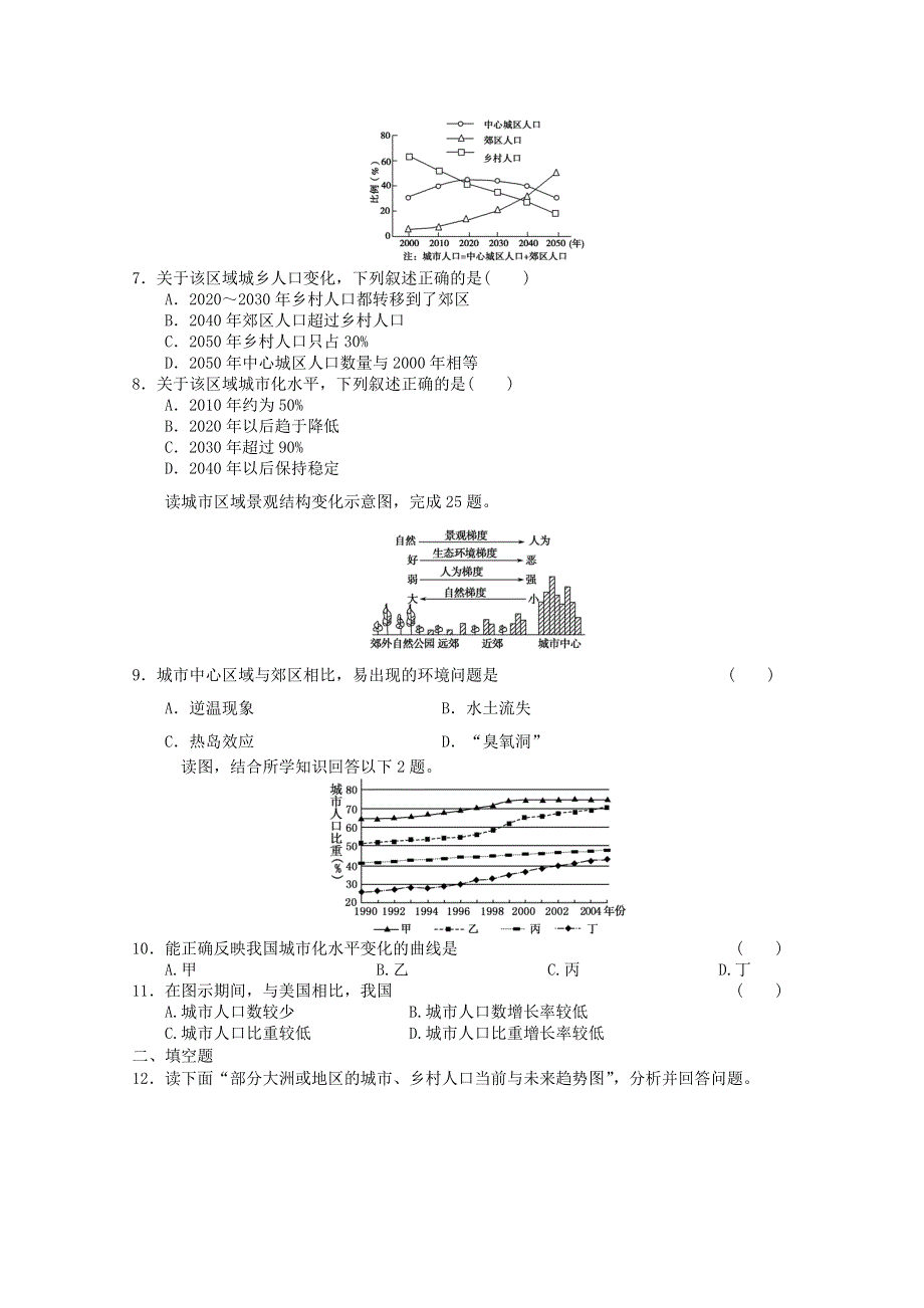 2012 年高一地理：必修二第二章城市与城市化章综合测试8（新人教必修二）.doc_第2页