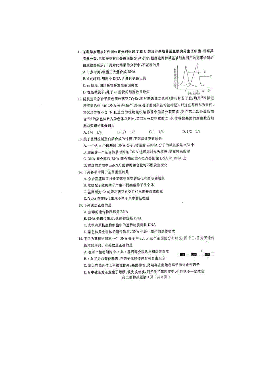 山东市济宁市2016-2017学年高二上学期期末考试生物试题 扫描版缺答案.doc_第3页