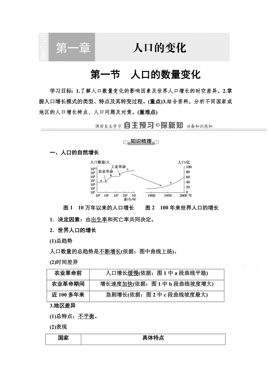 2020-2021学年人教版高中地理必修2学案：第1章 第1节　人口的数量变化 WORD版含解析.doc_第1页