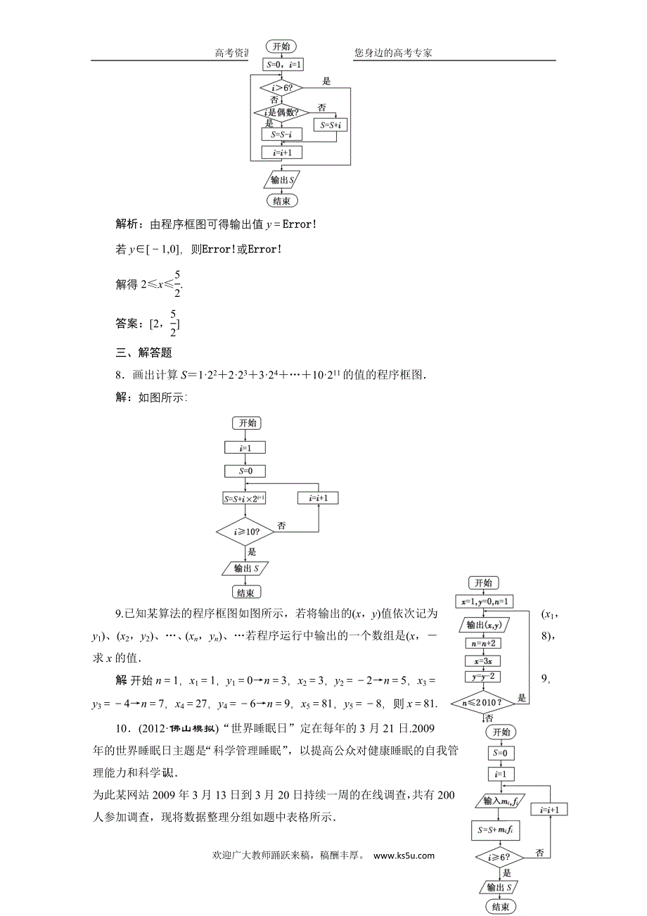 2013届高考数学三维设计课后练习（人教A版 ）：第九章第三节算法初步.doc_第3页