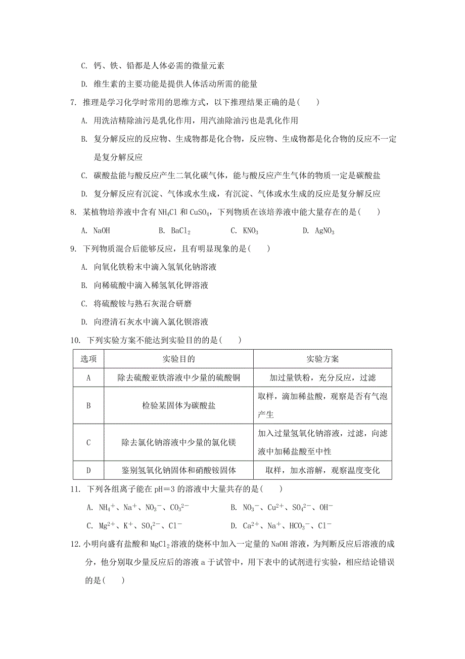 2022九年级化学下学期期末达标测试卷（新版）新人教版.doc_第2页