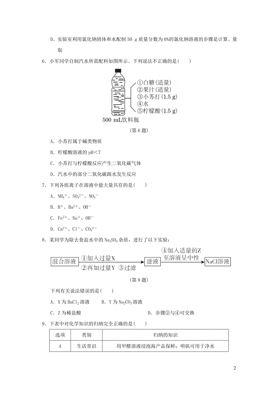 2022九年级化学期末达标检测卷（鲁教版五四制）.doc_第2页