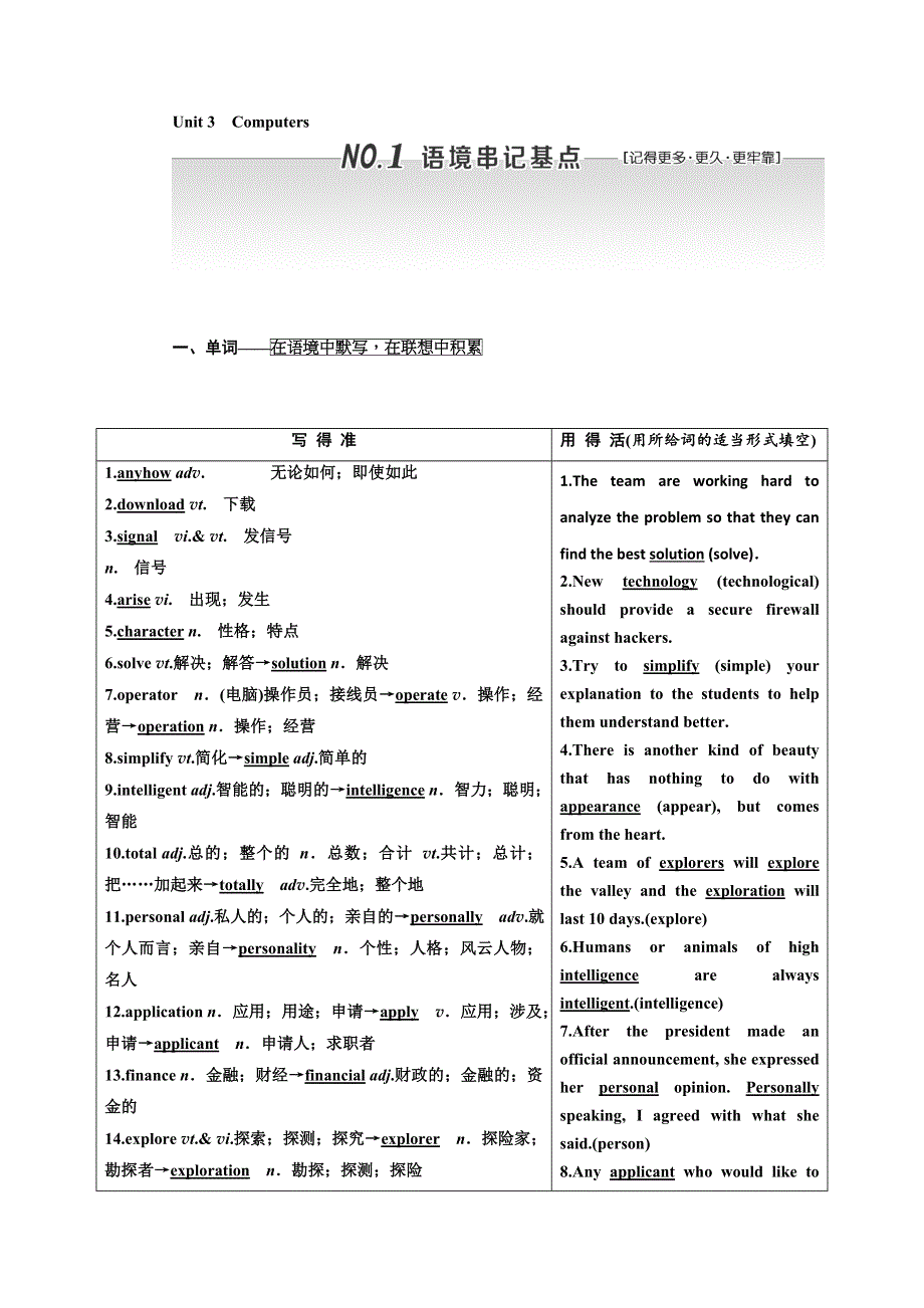 人教版2018届高三英语一轮复习教师用书：必修二 UNIT 3　COMPUTERS WORD版含答案.doc_第1页