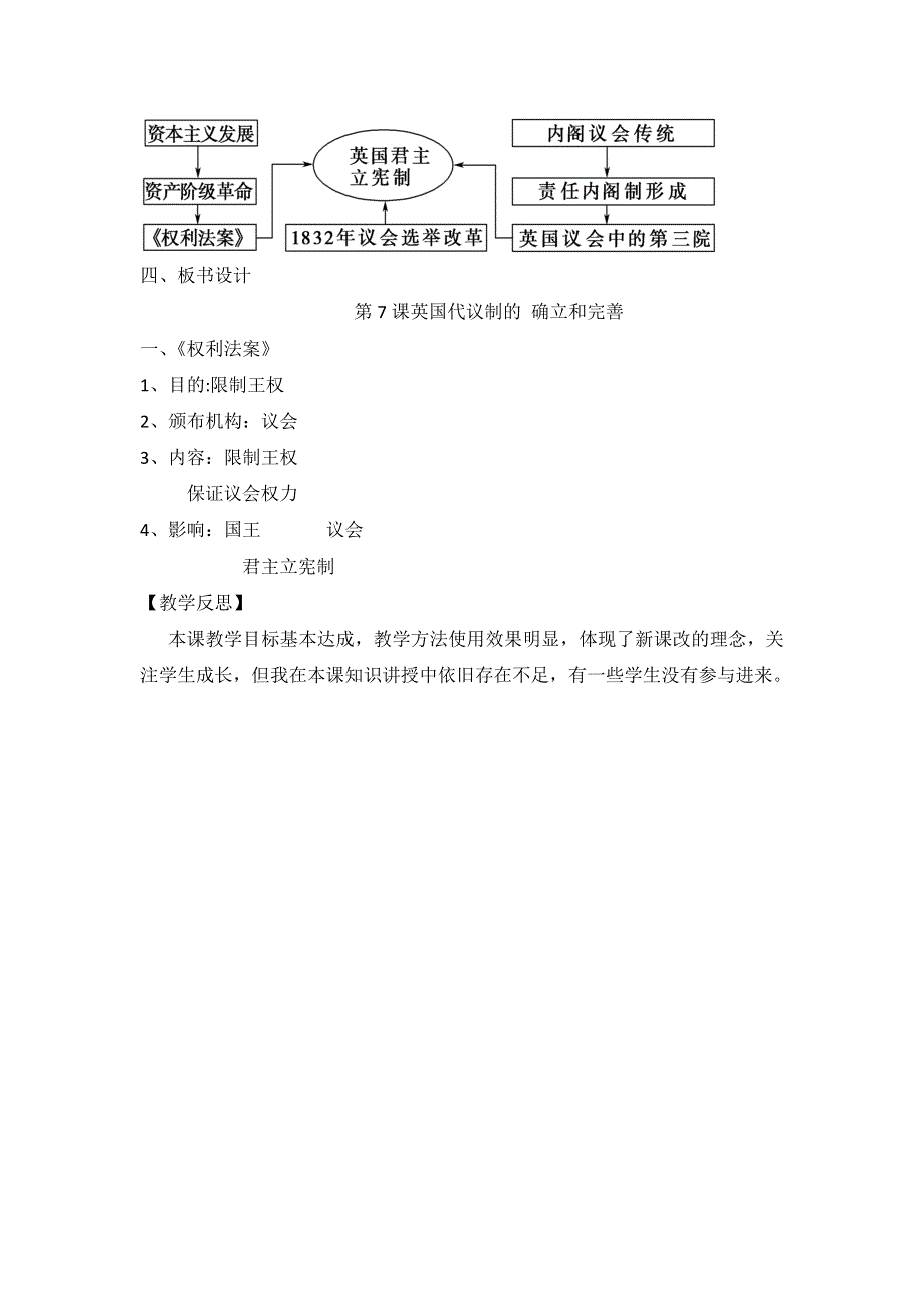 《优选整合》人民版高中历史必修1专题7第1课 英国代议制的确立和完善（教案2） .doc_第3页