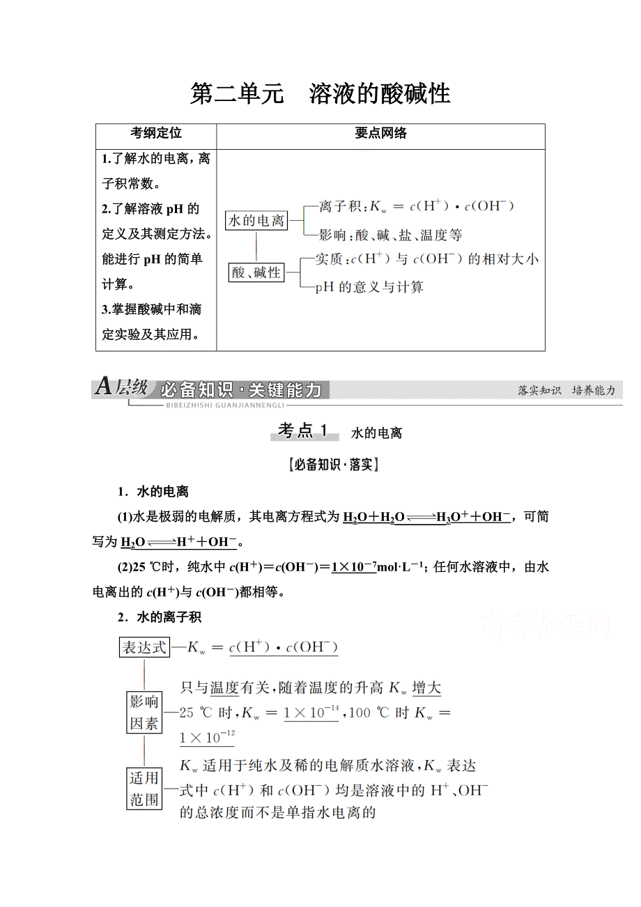 2021届高考化学（江苏专用）一轮教师用书：专题8 第2单元　溶液的酸碱性 WORD版含解析.doc_第1页