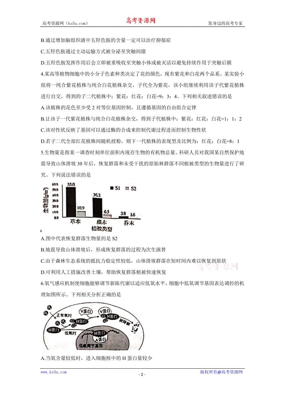 《发布》江西省宜春市2020届高三5月模拟考试 生物 WORD版含答案BYCHUN.doc_第2页