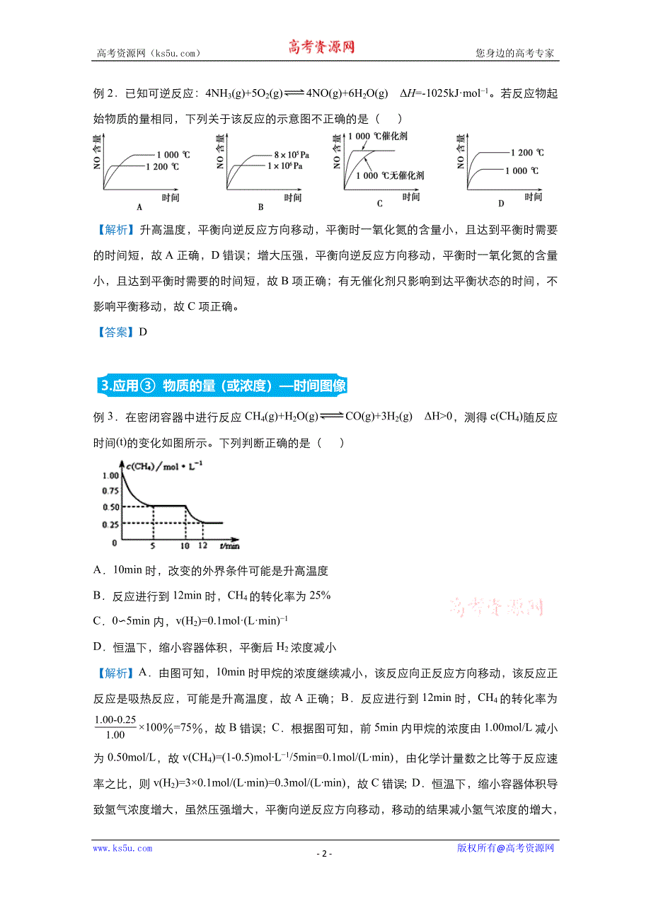 2021届高考化学（统考版）二轮备考提升指导与精练10 化学反应速率与化学平衡图象题的破解策略 WORD版含解析.doc_第2页