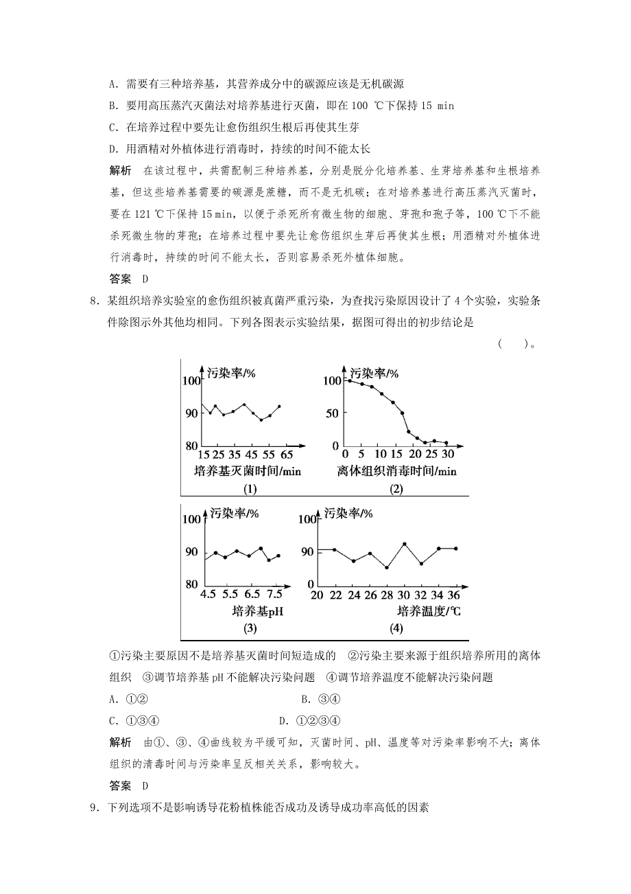 2013年高中生物（人教版）同步习题：专题3《植物的组织培养技术》专题整合（选修1） WORD版含答案.doc_第3页