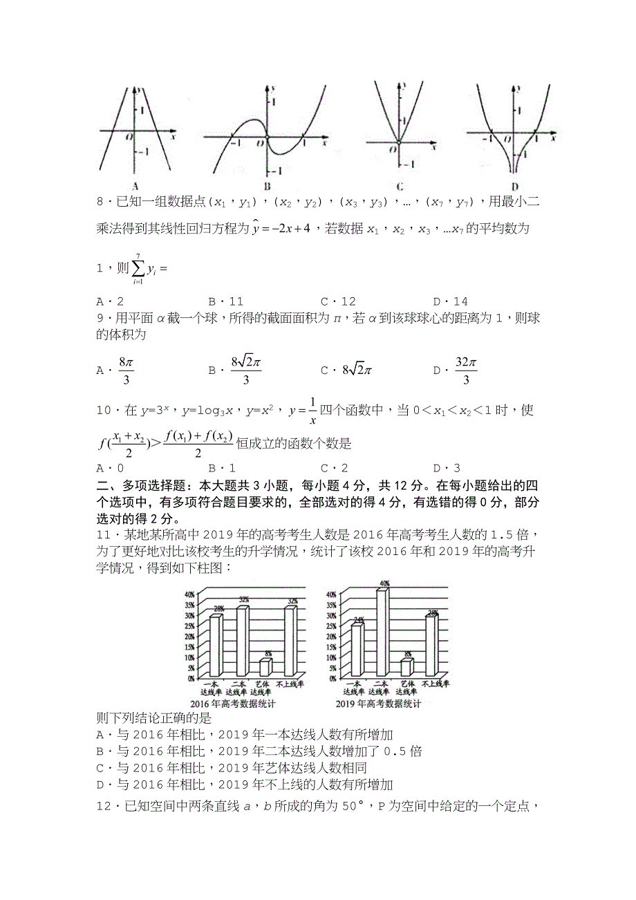 山东省师大附中2020届高三上学期10月阶段性检测数学试题 WORD版含答案.doc_第2页