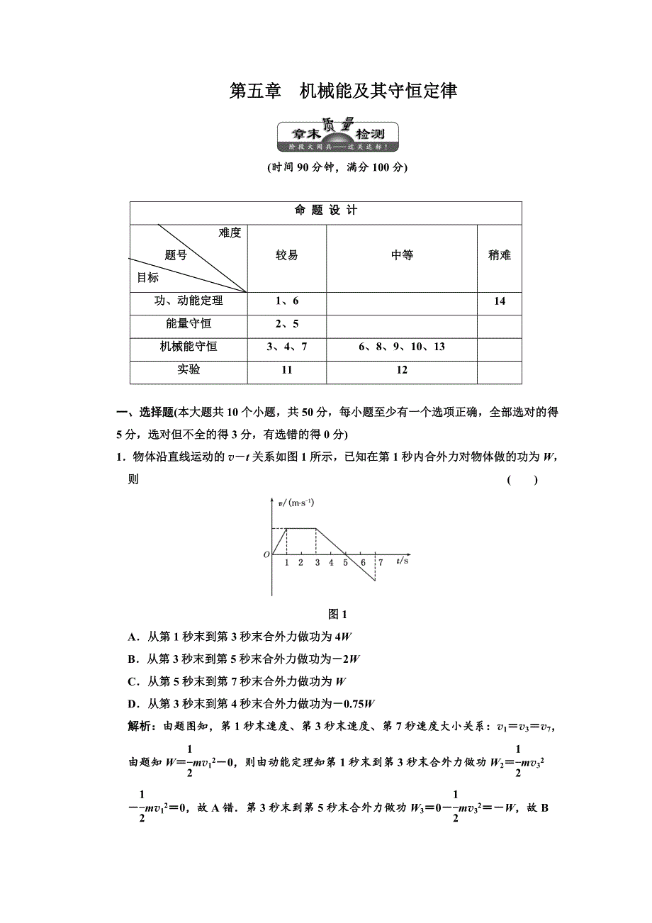 2012届高三物理练习 机械能及其守恒定律章末质量检测(新人教).doc_第1页