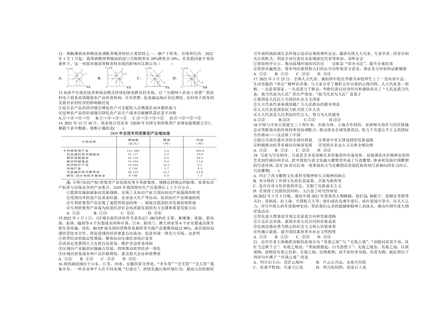 《发布》江西省宜春市上高二中2022届高三下学期第十次月考试题（5月） 文综 WORD版含答案.doc_第2页