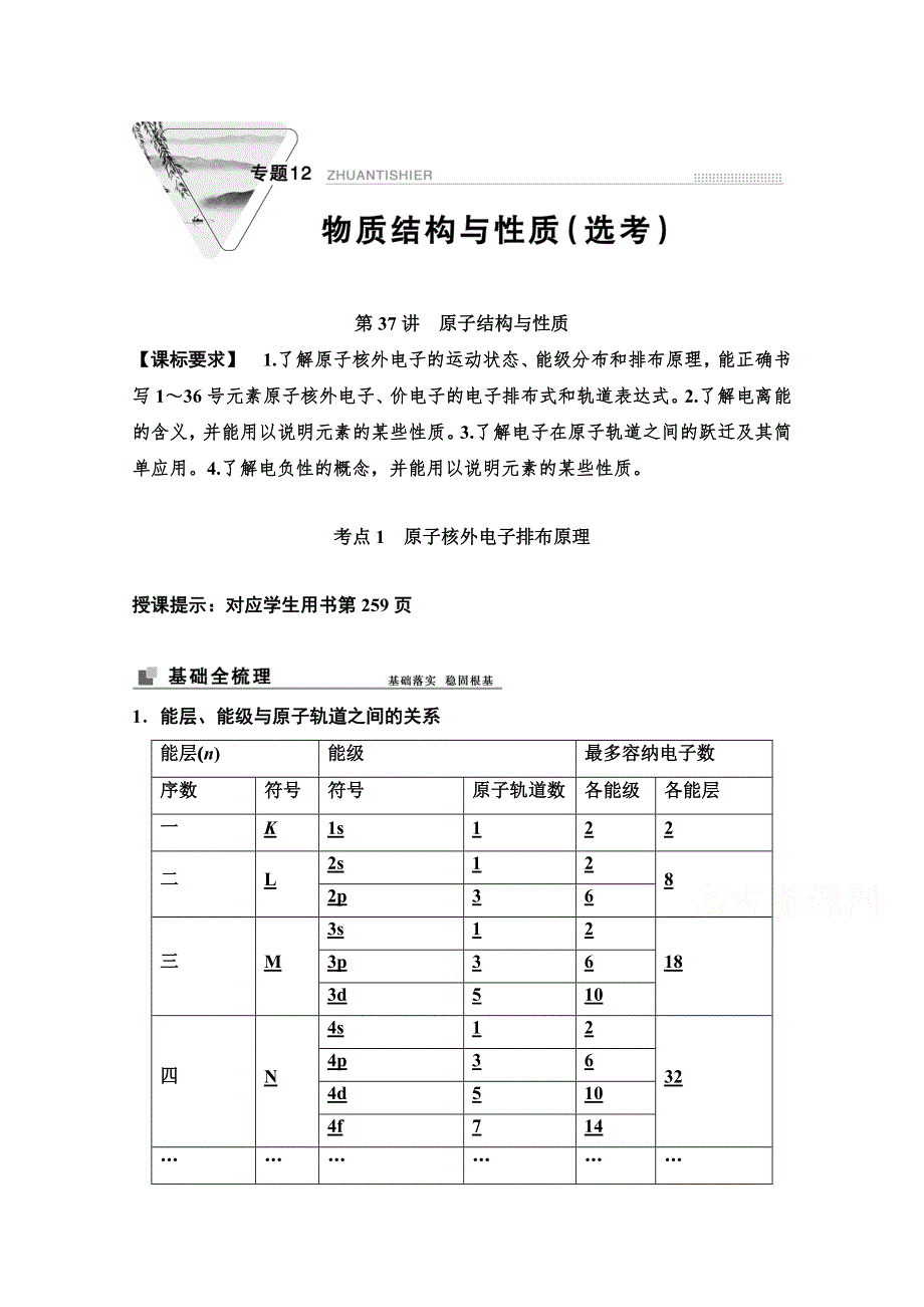 2022届新高考化学苏教版一轮学案：第37讲　原子结构与性质 WORD版含解析.doc_第1页