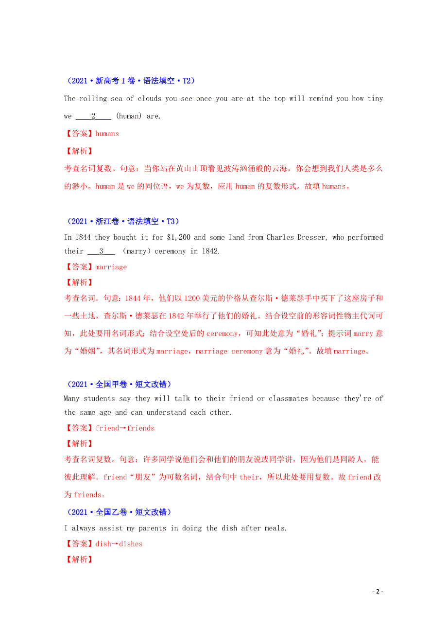 2021年高考英语真题和模拟题分类汇编专题02名词含解析.doc_第2页