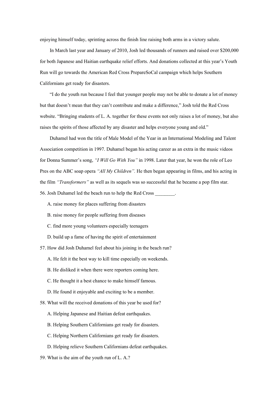 新密市（河南省）2016高考英语二轮阅读理解训练（1）及答案.doc_第3页