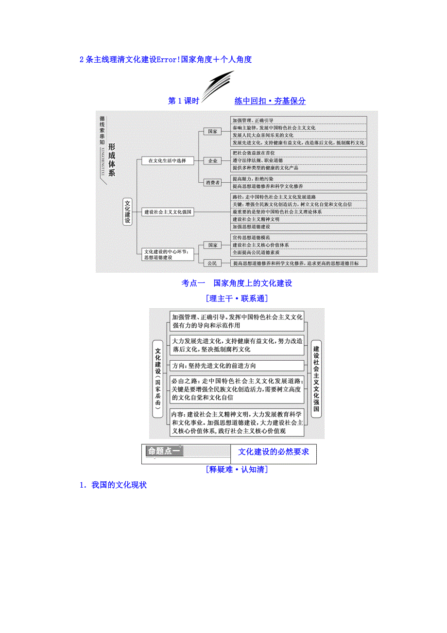 2018版高考政治江苏版二轮专题复习配套讲义：模块三 2条主线理清文化建设 WORD版含答案.doc_第1页