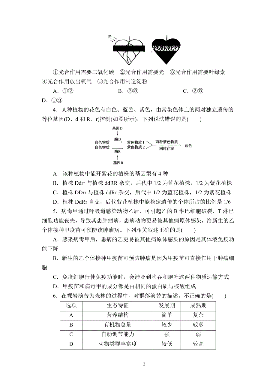 《发布》河北省唐山市海港高级中学2020届高三下学期3月检测理综试题 PDF版含答案.pdf_第2页