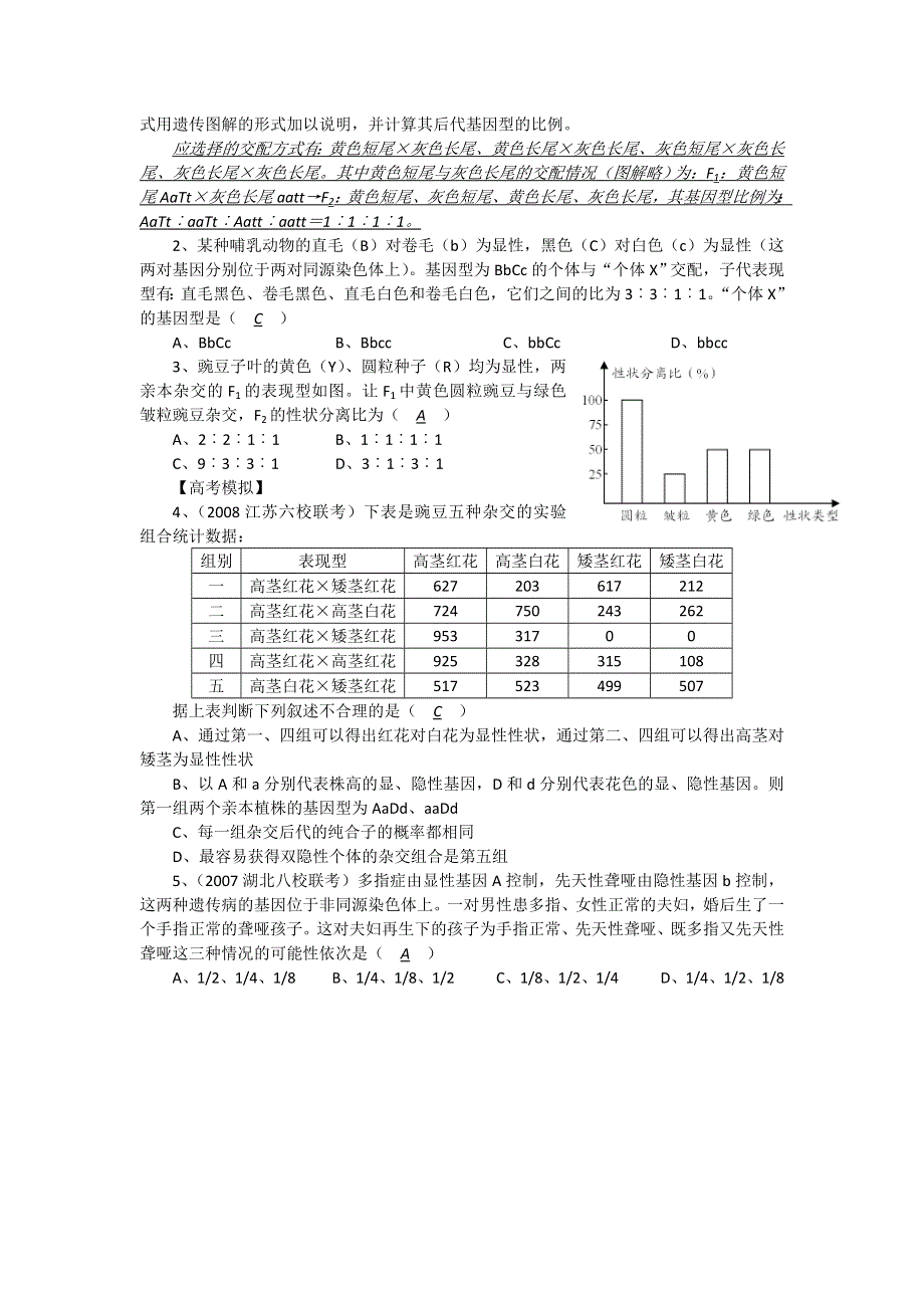 2012届高三生物中图版必修二同步讲练结合37：基因自由组合定律的原理.doc_第2页