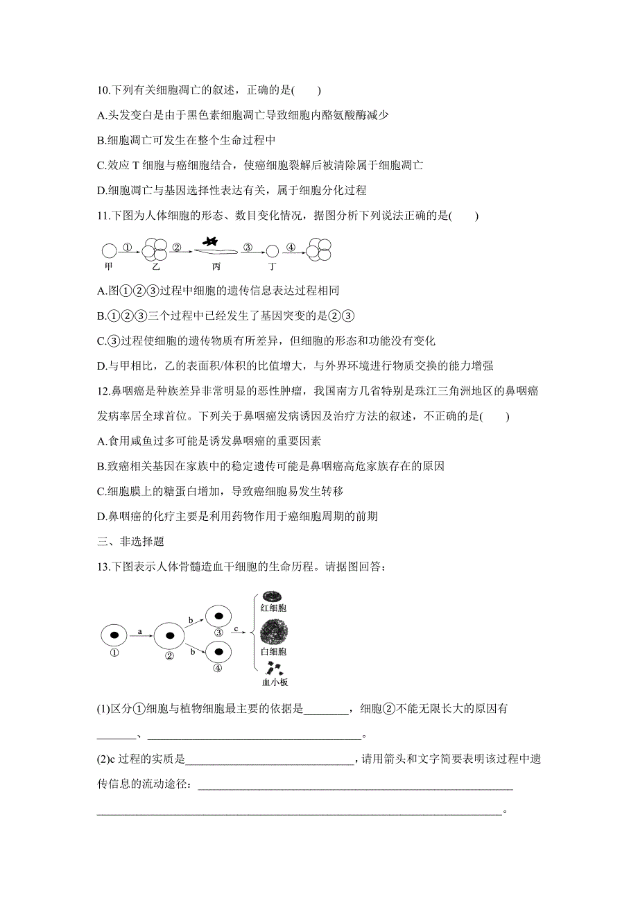 2012届高三考前生物知识专题训练6：细胞的分化、衰老、凋亡和癌变.doc_第3页