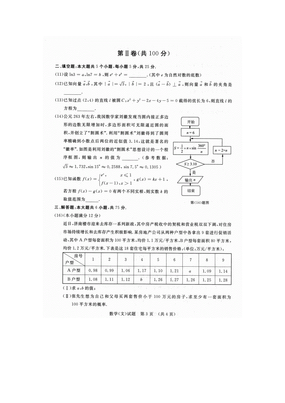 山东省山东师范大学2016届高三下学期高考模拟数学（文）试题 扫描版含答案.doc_第3页