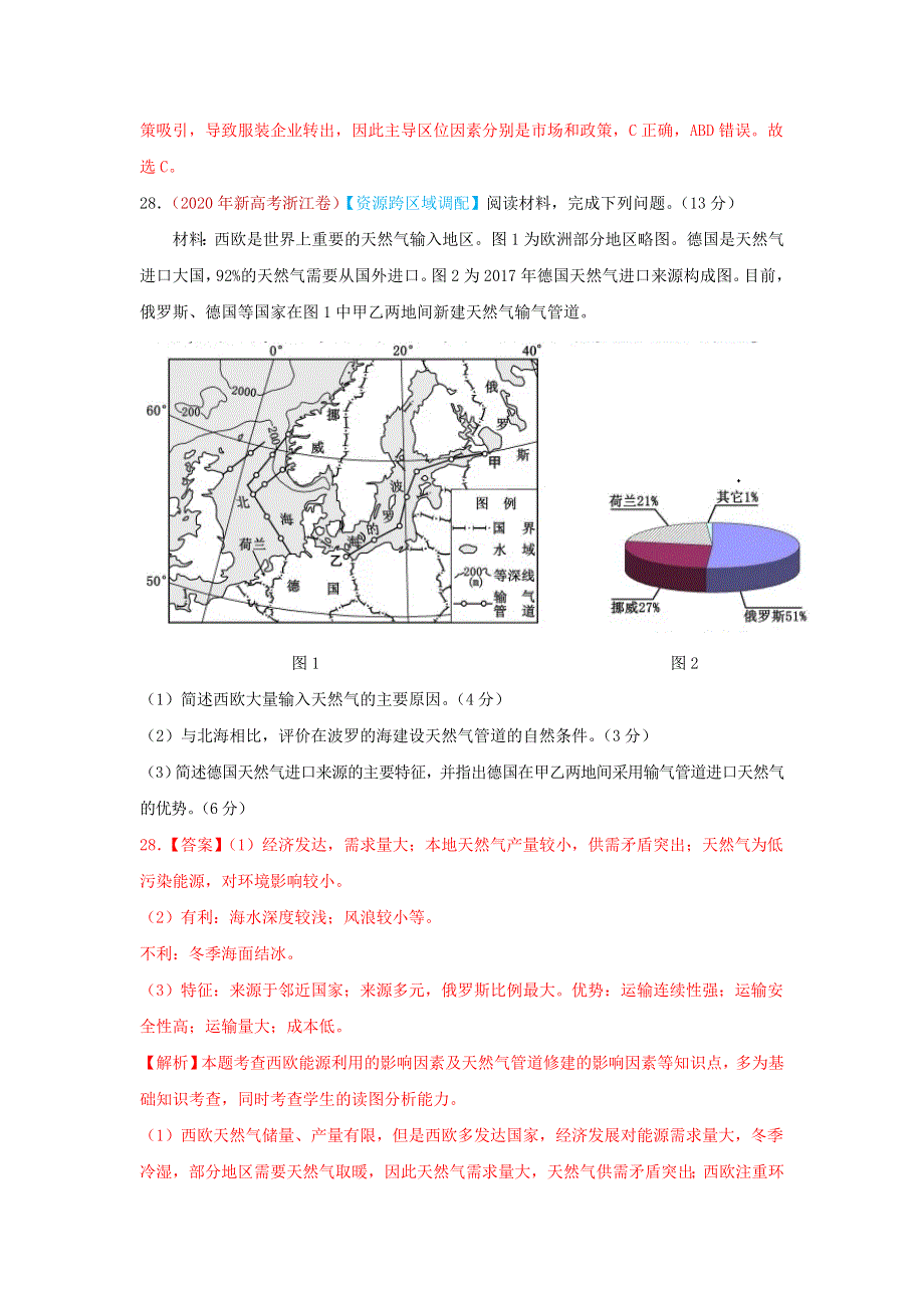 2020年高考地理真题模拟题专项汇编——19 资源跨区域调配与产业转移（含解析）.doc_第3页