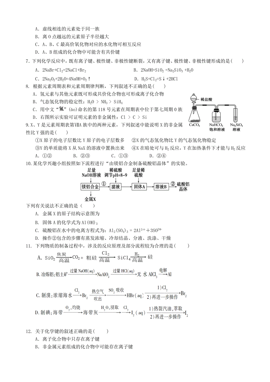 山东省山东师范大学附属中学2019-2020学年高一化学5月学业水平检修试题.doc_第2页