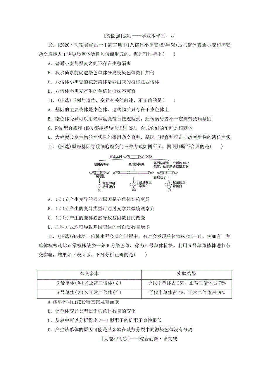 2022届新教材高考生物一轮复习 课后检测24 染色体变异与育种（含解析）.doc_第3页