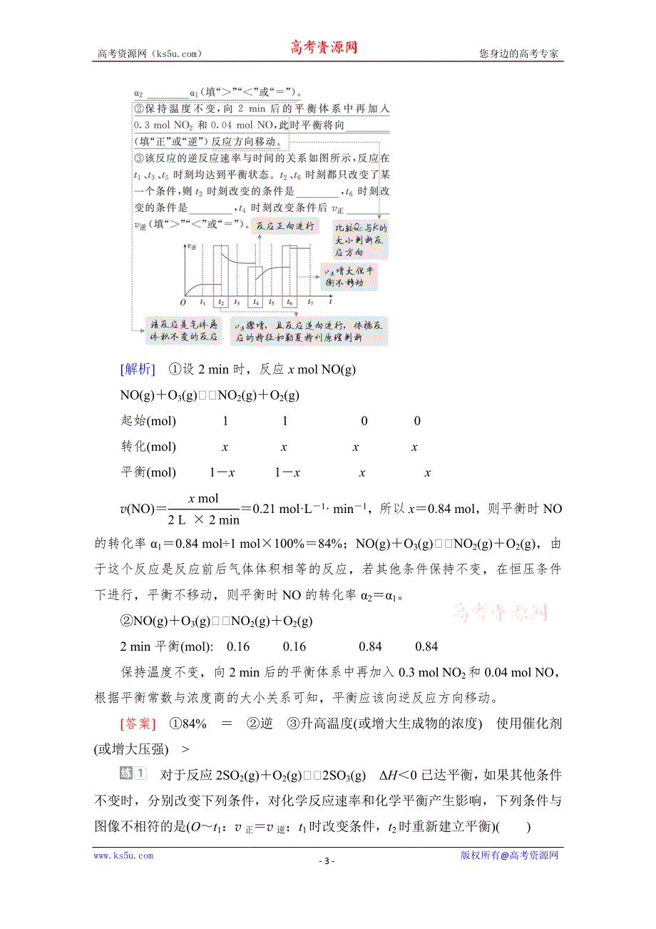 2021届高考化学人教版一轮创新教学案：第7章 高考热点课5　化学反应速率和化学平衡图像解题方法 WORD版含解析.doc_第3页