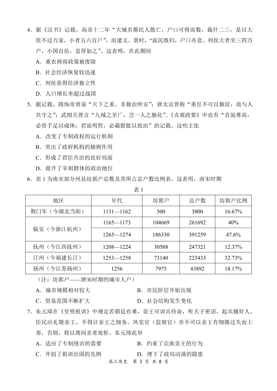 河南省百强名校2022届高三上学期11月联考历史试题 PDF版含答案.pdf_第2页