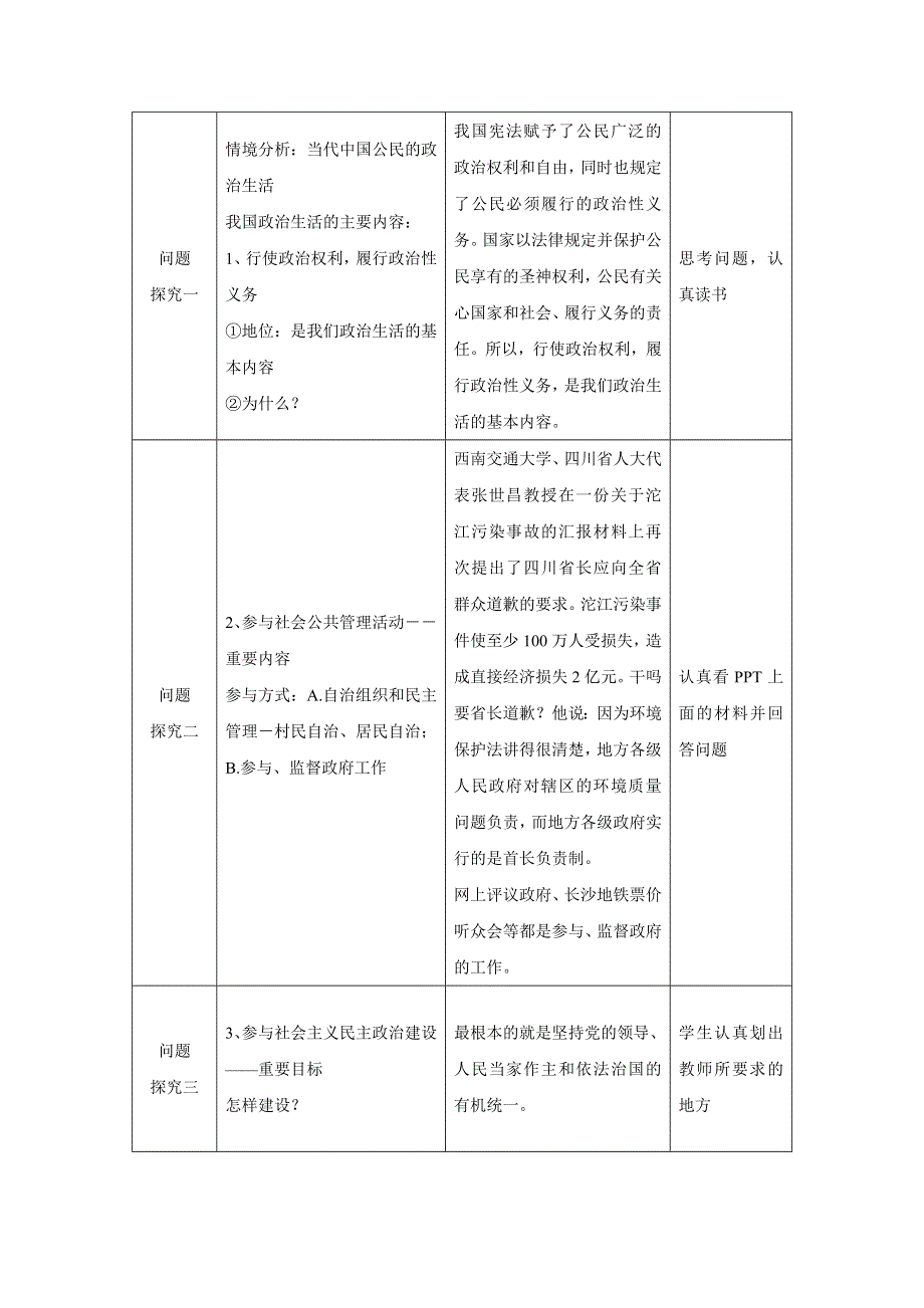 人教版高中政治必修二 学案11：1-3 政治生活：自觉参与 WORD版含解析.doc_第2页