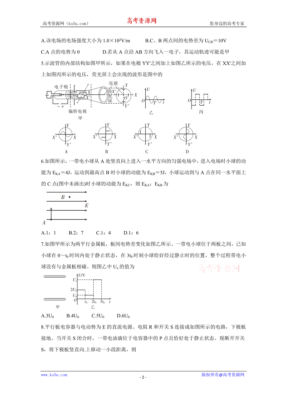 《发布》江西省九江五校2020-2021学年高二上学期期中联考试题 物理 WORD版含答案BYCHUN.doc_第2页