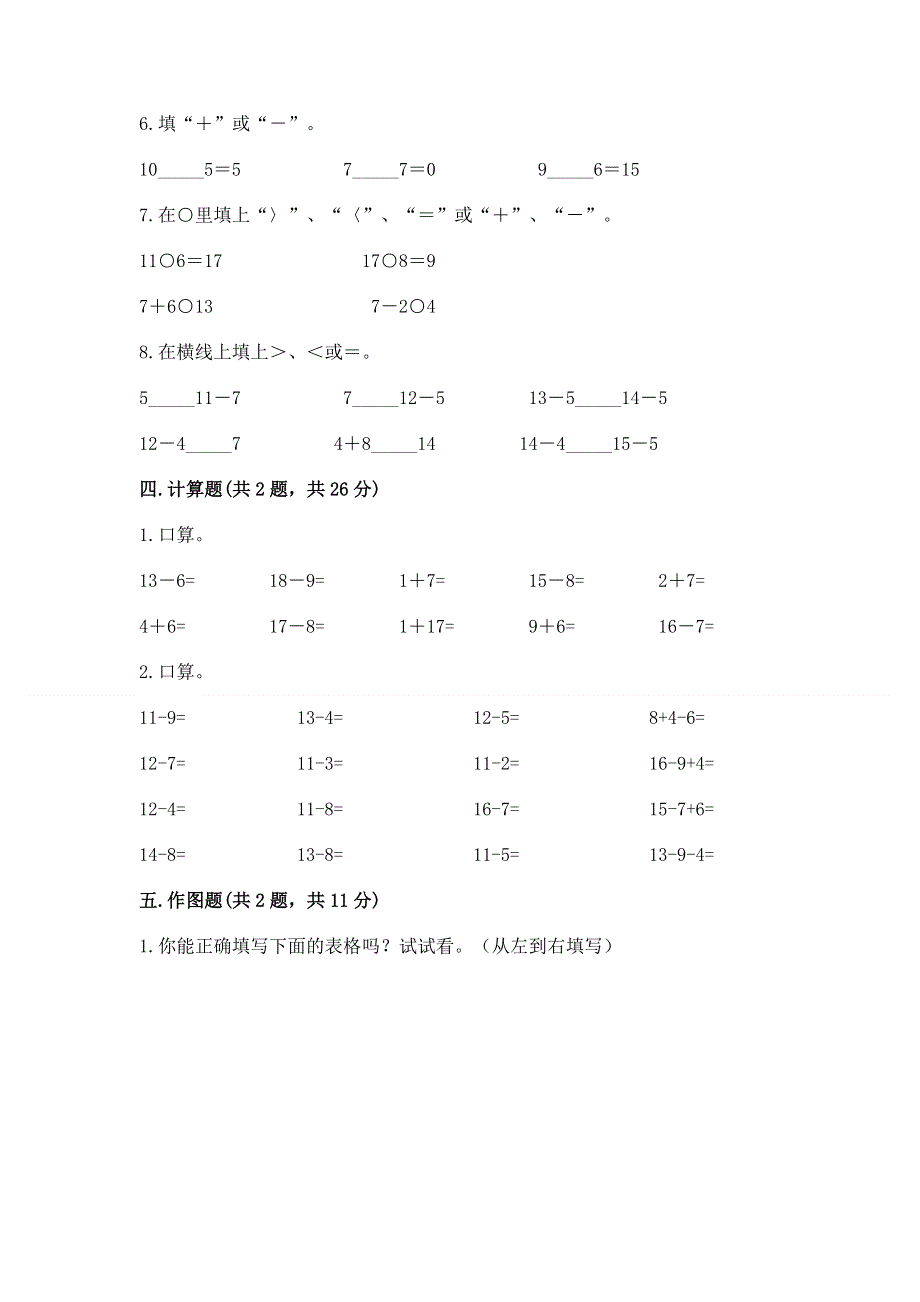 人教版小学一年级下册数学期中测试卷及答案【夺冠系列】.docx_第3页