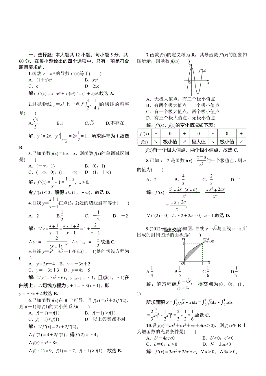 《核按钮》2015高考新课标数学（理）课时作业：3章　导数.doc_第1页