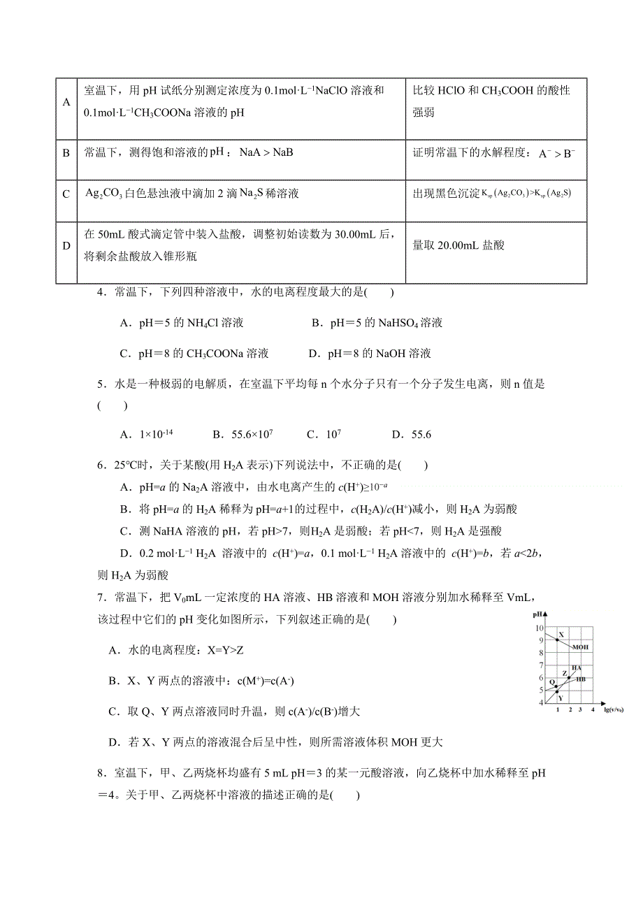 内蒙古鄂尔多斯市第一中学2021-2022学年高二上学期第一次月考化学试题 WORD版含答案.docx_第2页