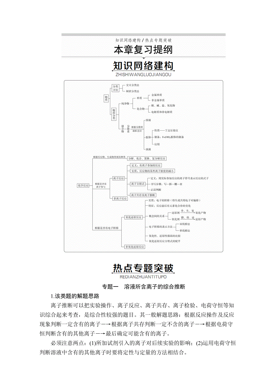 2020新教材化学同步新素养培优人教必修第一册讲义：第一章 本章复习提纲 WORD版含答案.doc_第1页