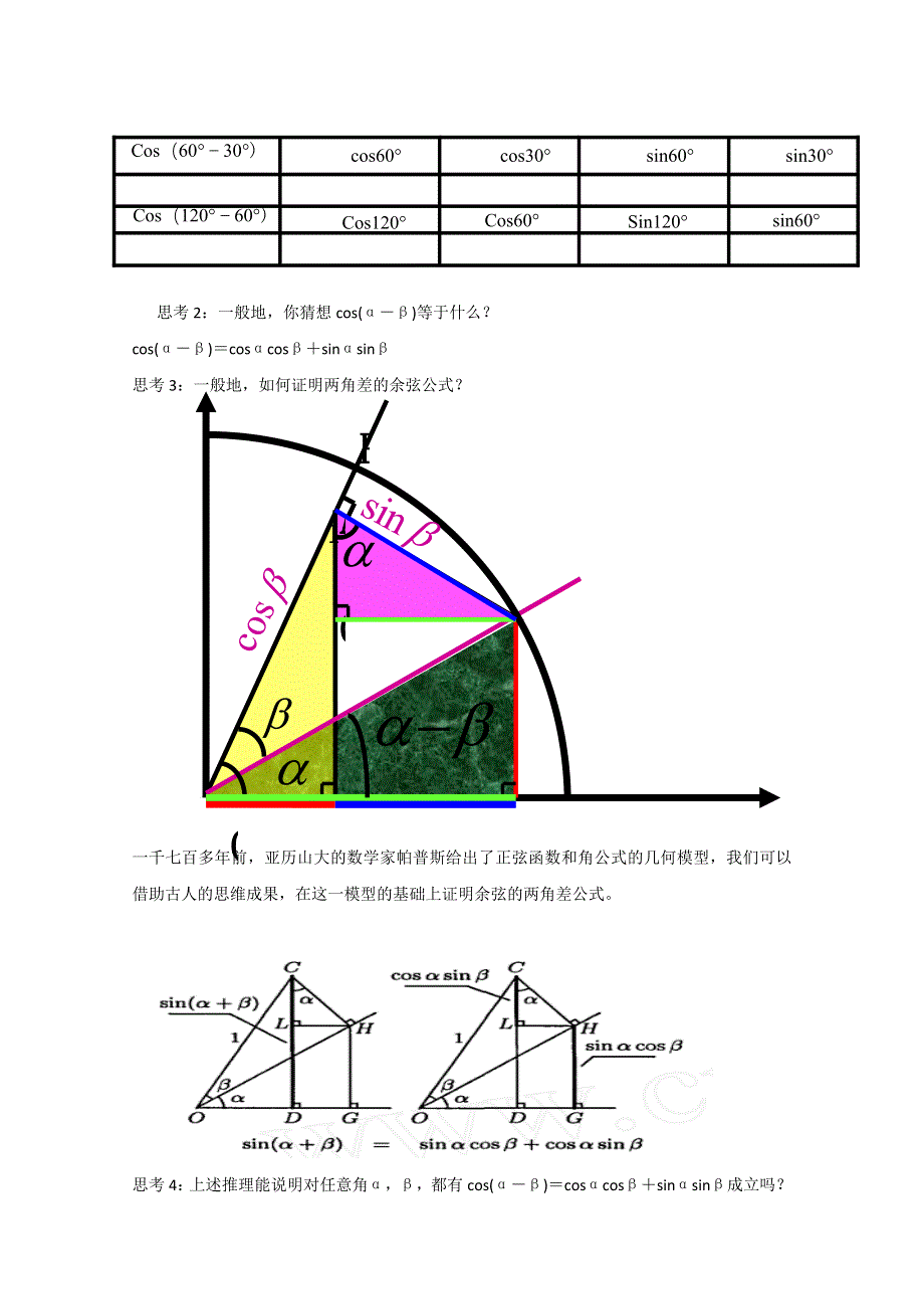 2020-2021学年数学人教A版必修4教学教案：3-1-1 两角差的余弦公式 （9） WORD版含答案.doc_第2页