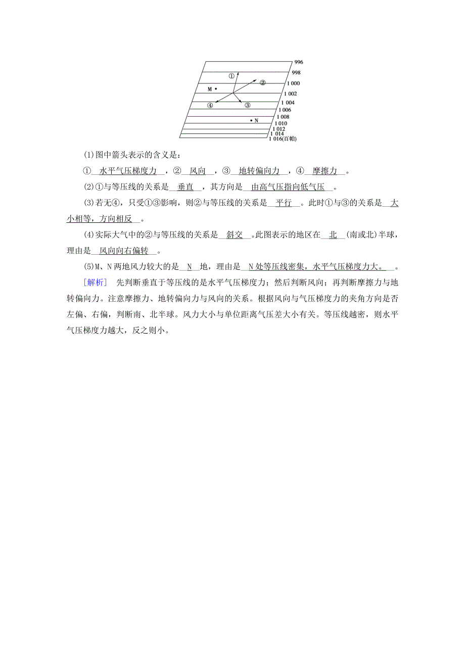 2020新教材高中地理 第二章 地球上的大气 第2节 第2课时 大气的水平运动——风达标检测（含解析）新人教版必修第一册.doc_第3页