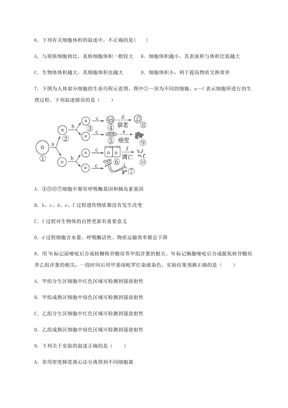 四川省江油中学2019-2020学年高一生物下学期开学考试试题.doc_第2页