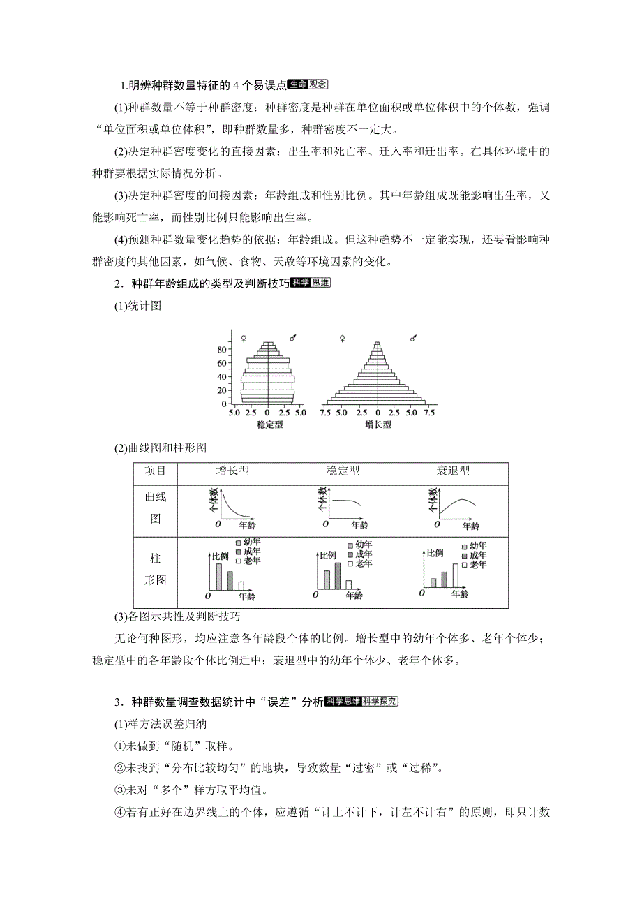 2022届新高考生物苏教版一轮学案：第28讲　种群的特征与数量变化 WORD版含解析.doc_第3页