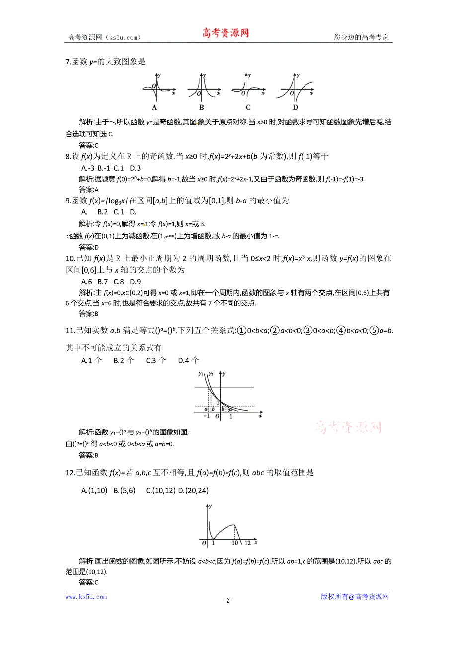 《全国100所名校单元测试示范卷》2016高三数学（理）一轮复习备考参考：第二单元　函数的概念及其性质（教师用卷）.doc_第2页