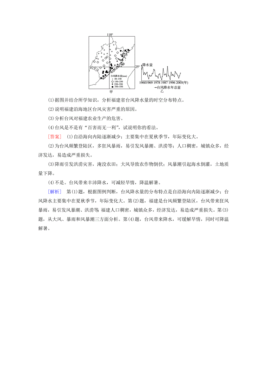 2020新教材高中地理 第六章 自然灾害 第1节 第2课时 台风灾害和寒潮灾害达标检测（含解析）新人教版必修第一册.doc_第3页