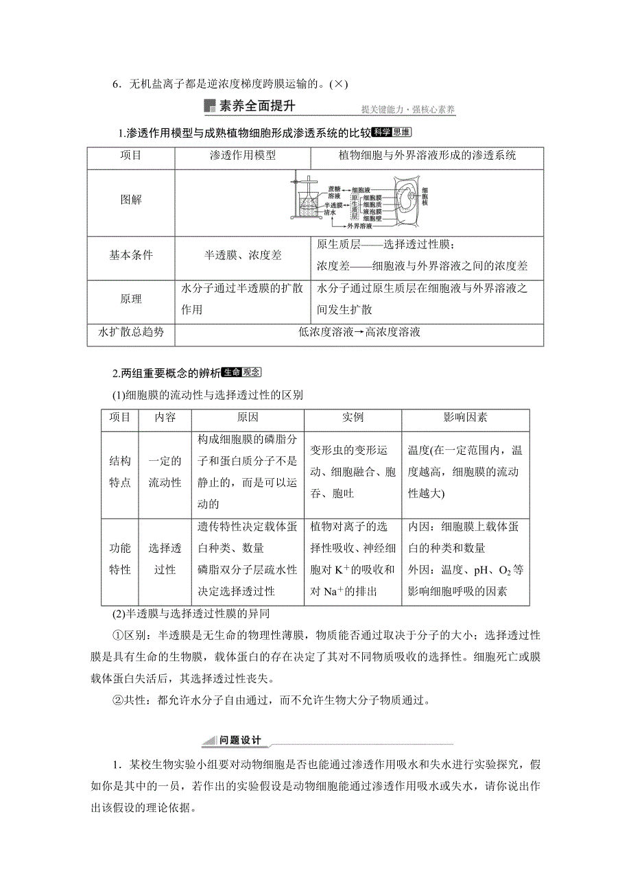 2022届新高考生物苏教版一轮学案：第6讲　细胞的物质输入和输出 WORD版含解析.doc_第3页