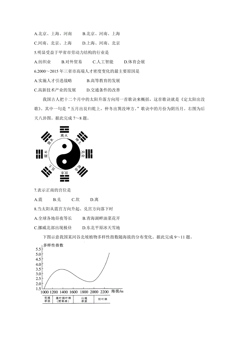 《发布》河南省示范性高中2020届高三上学期期末考试 地理 WORD版含答案BYCHUN.doc_第2页