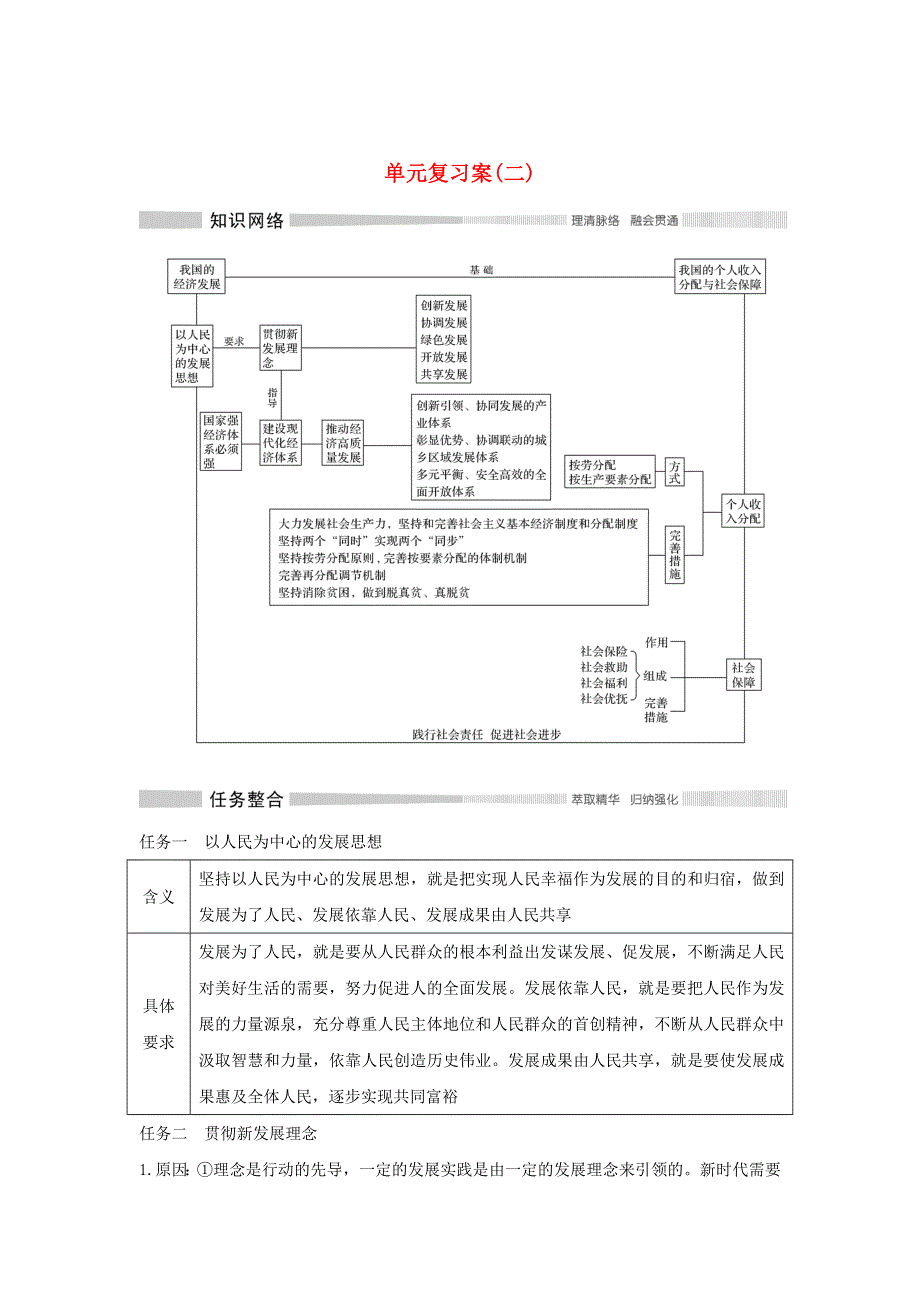 2020新教材高中政治 第二单元 经济发展与社会进步 单元复习案（二）统编版必修2.doc_第1页