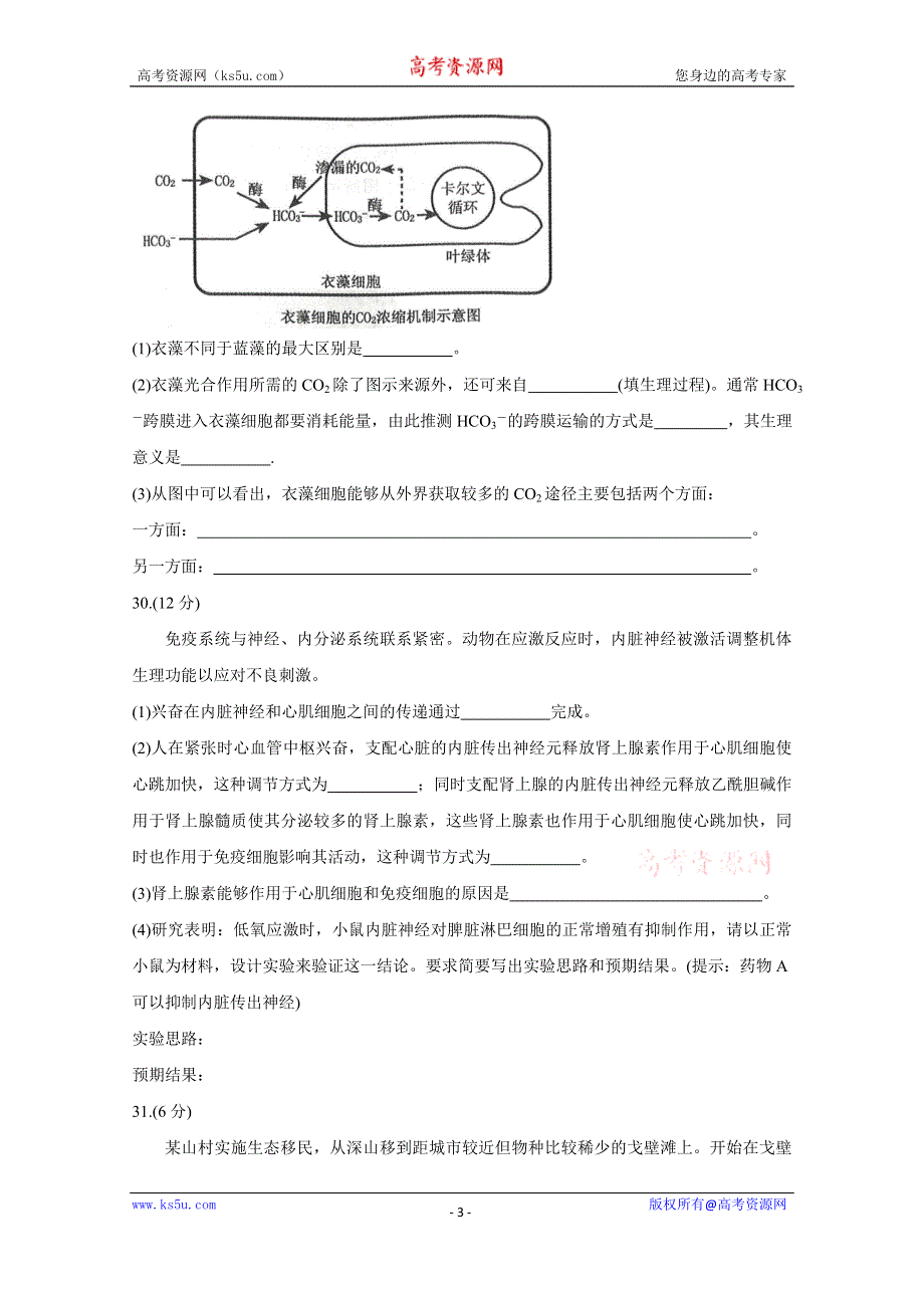 《发布》河南省郑州市2021届高三下学期3月第二次质量预测（二模） 生物 WORD版含答案BYCHUN.doc_第3页