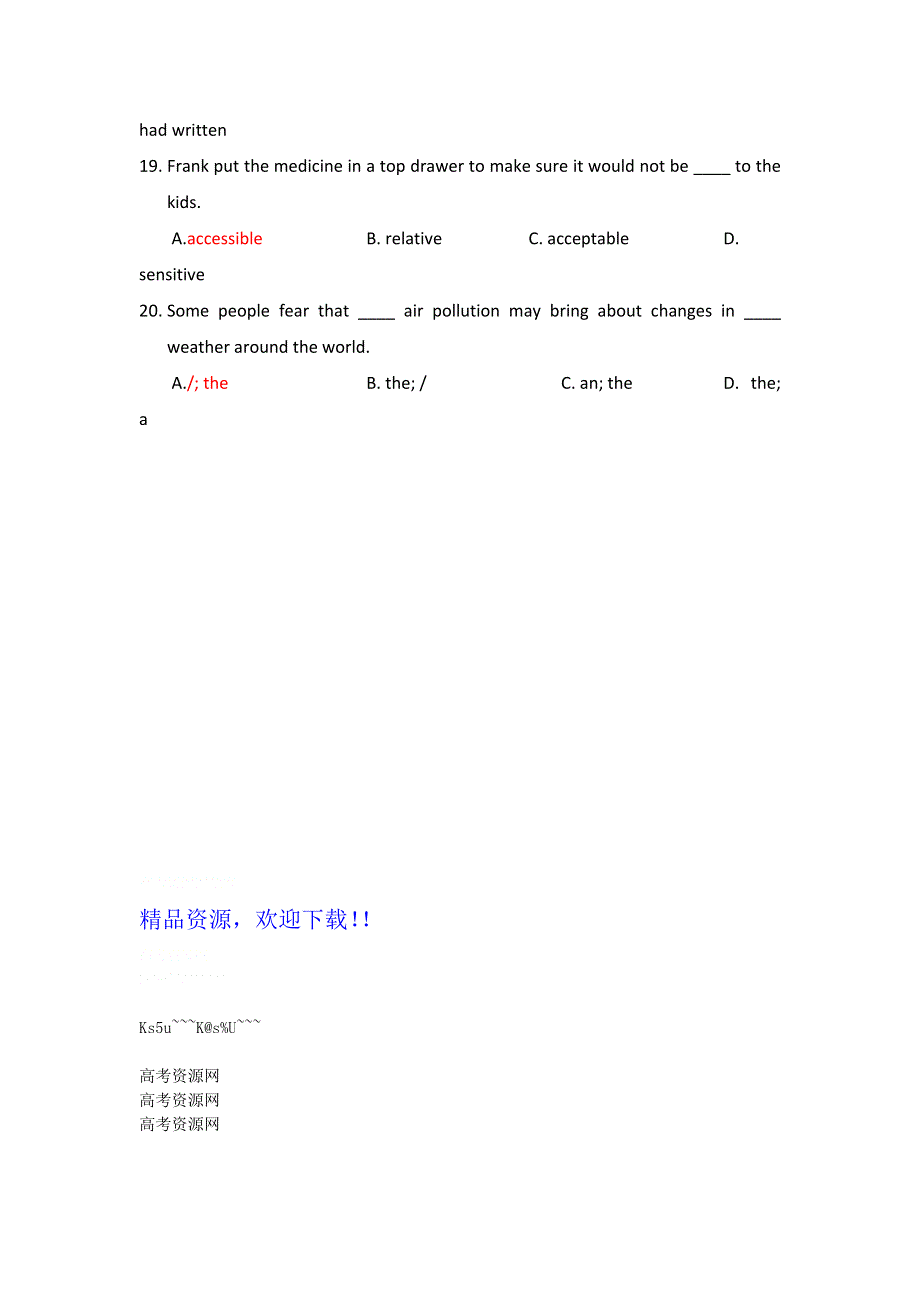 2012届高三英语单项选择精选专练（27）.doc_第3页