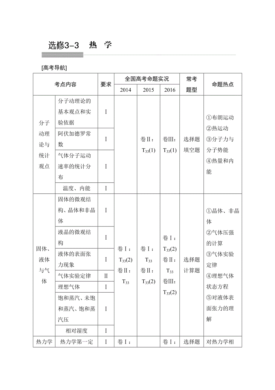 2018版高考物理（粤教版）大一轮复习教师用书：选修3-3 WORD版含解析.doc_第1页