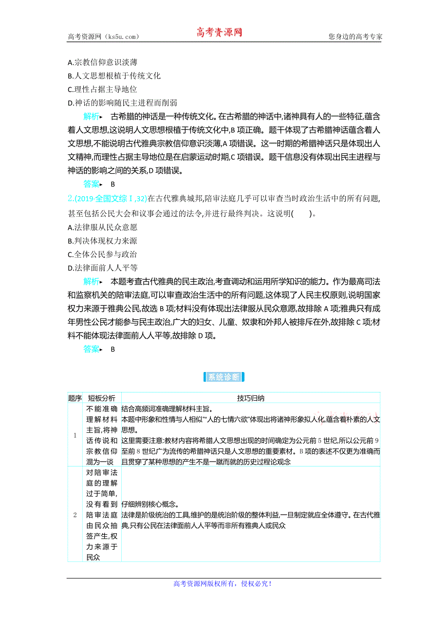 2020年高考高三历史二轮专题复习文档：专题4西方文明之源 微专题1 WORD版含答案.doc_第3页